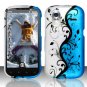 Hard Plastic Rubber Feel Design Case for HTC Amaze 4G/Ruby - Silver and Blue Vines