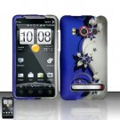 Hard Plastic Rubber Feel Design Full Case for HTC Evo 4G - Silver and Purple Vines