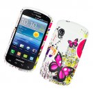 Hard Plastic Rubber Feel Design Case for Samsung Stratosphere i405 - Pink Butterfly