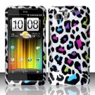 Hard Plastic Rubber Feel Design Case for HTC Vivid/Holiday - Rainbow Leopard