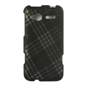 Hard Plastic Rubber Feel Design Case for HTC Radar 4G - Smoke Diagonal Checks