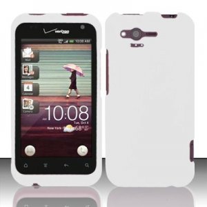 Hard Plastic Rubber Feel Cover Case for HTC Rhyme/Bliss 6330 - White