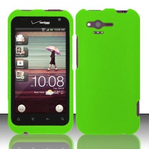 Hard Plastic Rubber Feel Cover Case for HTC Rhyme/Bliss 6330 - Neon Green
