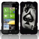 Hard Plastic Rubber Feel Design Case for HTC Titan X310e - Ace of Spade Skull