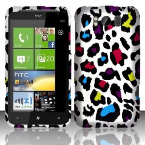 Hard Plastic Rubber Feel Design Case for HTC Titan X310e - Rainbow Leopard