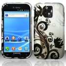 Hard Plastic Rubber Feel Design Case for Samsung Galaxy S II/Hercules T989 - Silver and Black Vines