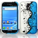 Hard Plastic Rubber Feel Design Case for Samsung Galaxy S II/Hercules T989 - Silver and Blue Vines
