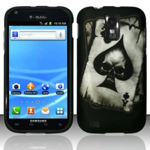 Hard Plastic Rubber Feel Design Case for Samsung Galaxy S II/Hercules T989 - Ace of Spade Skull