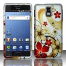 Hard Plastic Rubber Feel Design Case for Samsung Infuse 4G i997 - Red and Gold Flowers
