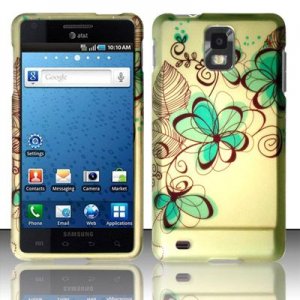 Hard Plastic Rubber Feel Design Case for Samsung Infuse 4G i997 - Azure Flowers