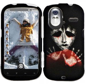 Hard Plastic Rubber Feel Design Case for HTC Amaze 4G/Ruby - Black Zombie Hand