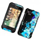 Hard Plastic Glossy Cover Case for HTC Rhyme/Bliss 6330 - Four Blue Flowers