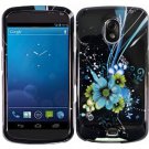 Hard Plastic Design Case for Samsung Galaxy Nexus CDMA (Verizon/Sprint) - Black & Blue Flower