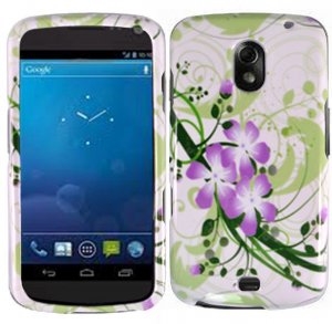 Hard Plastic Design Case for Samsung Galaxy Nexus CDMA (Verizon/Sprint) - Green and Purple Lily
