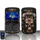 Hard Plastic Rubber Feel Design Case for Blackberry Curve 8520 - Ancient Skulls