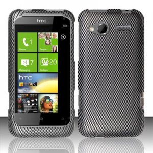 Hard Plastic Rubber Feel Design Case for HTC Radar 4G - Carbon Fiber