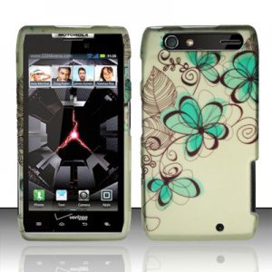 Hard Plastic Rubber Feel Design Case for Motorola Droid RAZR XT912 - Azure Flowers