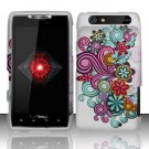 Hard Plastic Rubber Feel Design Case for Motorola Droid RAZR XT912 - Purple and Blue Flowers