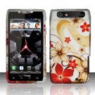 Hard Plastic Rubber Feel Design Case for Motorola Droid RAZR XT912 - Red and Gold Flowers