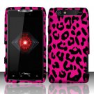Hard Plastic Rubber Feel Design Case for Motorola Droid RAZR XT912 - Hot Pink Leopard