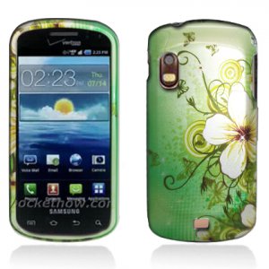 Hard Plastic Design Case for Samsung Stratosphere i405 - Green Flowers and Butterfly