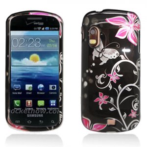 Hard Plastic Design Case for Samsung Stratosphere i405 - Pink Flowers and Butterfly