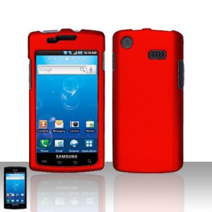 Hard Plastic Rubber Feel Case for Samsung Captivate i897 - Red