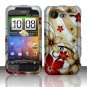 Hard Plastic Rubber Feel Design Case for HTC Incredible 2 6350 - Red and Gold Flowers