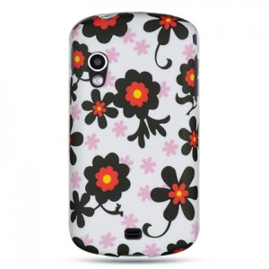 Hard Plastic Rubber Feel Design Case for Samsung Stratosphere i405 - Black Daisy