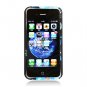 Hard Plastic Rubber Feel Case + Chrome Kickstand for Apple iPhone 4/4S - Four Blue Flowers