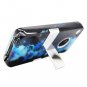 Hard Plastic Rubber Feel Case + Chrome Kickstand for Apple iPhone 4/4S - Four Blue Flowers