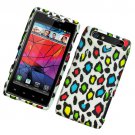 Hard Plastic Rubber Feel Design Case for Motorola Droid RAZR XT912 - Colorful Leopard