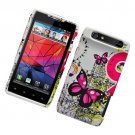 Hard Plastic Rubber Feel Design Case for Motorola Droid RAZR XT912 - Dual Pink Butterfly