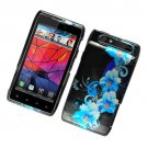 Hard Plastic Rubber Feel Design Case for Motorola Droid RAZR XT912 - Four Blue Flowers