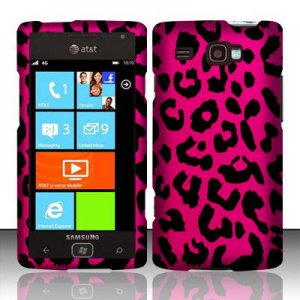 Hard Plastic Rubber Feel Design Case for Samsung Focus Flash i677 (AT&T) - Hot Pink Leopard