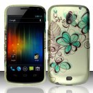 Hard Plastic Rubberized Design Case for Samsung Galaxy Nexus (Verizon/Sprint) - Azure Flowers