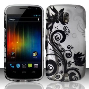 Hard Plastic Rubberized Design Case for Samsung Galaxy Nexus (Verizon/Sprint) - Black Vines