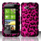 Hard Plastic Rubber Feel Design Case for HTC Radar 4G - Hot Pink Leopard