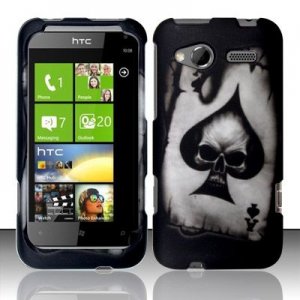 Hard Plastic Rubber Feel Design Case for HTC Radar 4G - Ace of Spade Skull