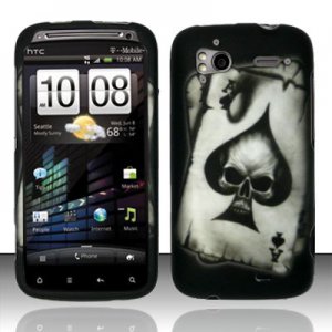 Hard Plastic Rubber Feel Design Case for HTC Sensation 4G - Ace of Spade Skull