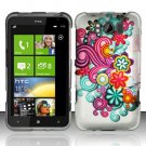 Hard Plastic Rubber Feel Design Case for HTC Titan X310e - Purple and Blue Flowers