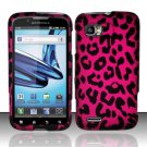 Hard Plastic Rubber Feel Design Case for Motorola Atrix 2 MB865 - Hot Pink Leopard