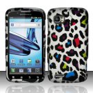 Hard Plastic Rubber Feel Design Case for Motorola Atrix 2 MB865 - Rainbow Leopard