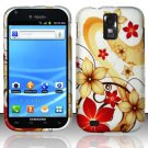 Hard Plastic Rubber Feel Design Case for Samsung Galaxy S II/Hercules T989 - Red and Gold Flowers