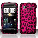 Hard Plastic Rubber Feel Design Case for HTC Sensation 4G - Hot Pink Leopard