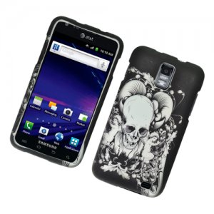 Hard Plastic Rubber Feel Design Case for Samsung Galaxy S II Skyrocket (AT&T) - Skull & Angels