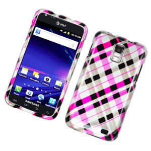Hard Plastic Glossy Design Case for Samsung Galaxy S II Skyrocket i727 (AT&T) - Hot Pink Check