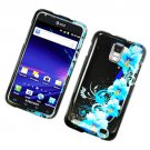 Hard Plastic Glossy Design Case for Samsung Galaxy S II Skyrocket i727 (AT&T) - Four Blue Flowers