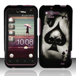 Hard Plastic Rubber Feel Design Case for HTC Rhyme/Bliss 6330 - Ace of Spade Skull
