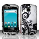 Hard Plastic Rubber Feel Design Case for Samsung DoubleTime i857 - Silver and Black Vines
